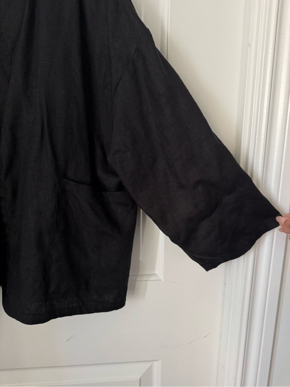 Jones New York Black Linen Open Blazer with pockets, size 1x - Picture 5 of 8
